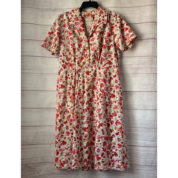 Vintage A Nancy Frock Leaf Pattern Dress Partial Button Shirt or House Dress - Picture 1 of 16
